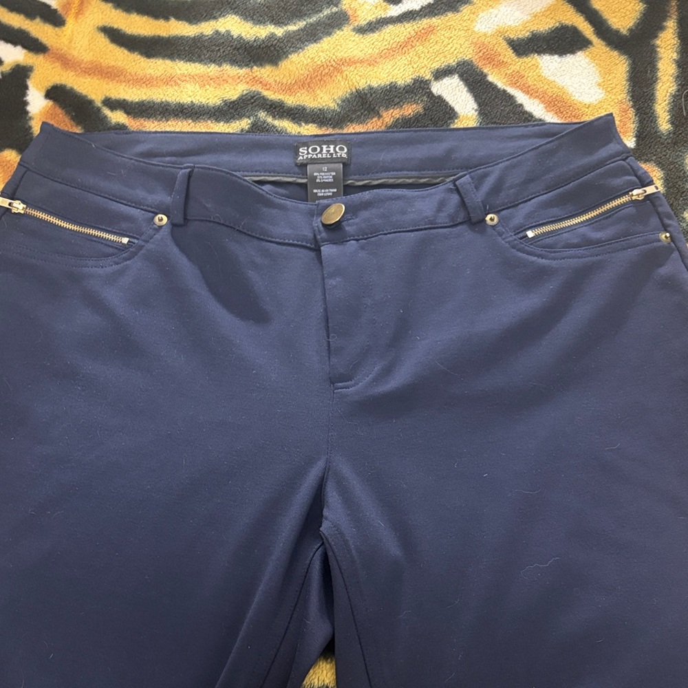Soho Apparel Navy Women's Straight Leg Dress Pants Size 12 - Picture 5 of 11